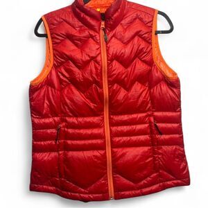 Lole Puffer Vest Duck Down Feather Red Orange